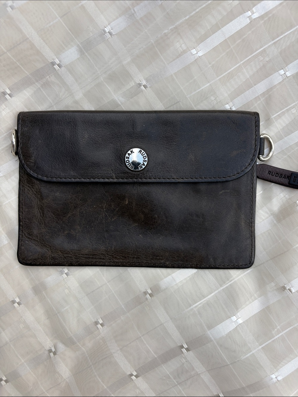 RUDSAK Distressed Grey Leather Clutch Wallet Pouch (Unisex)